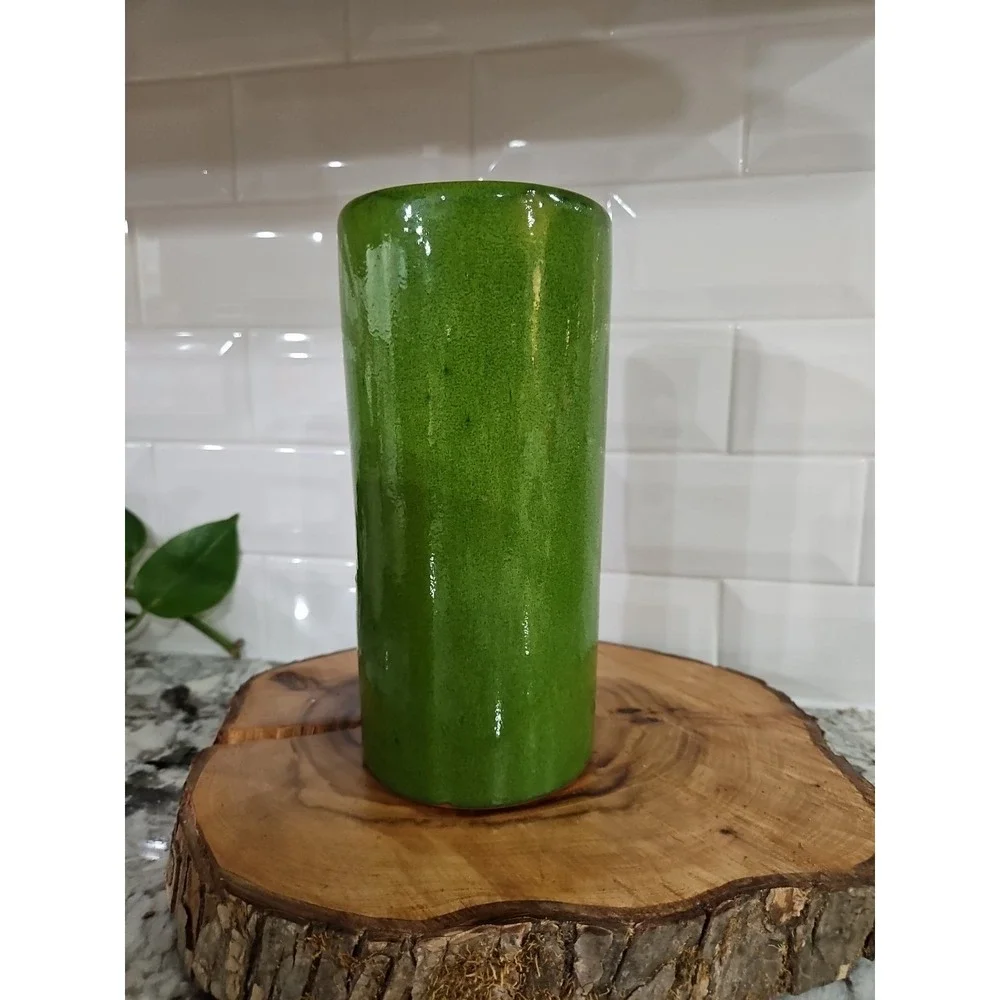 Ceramic Christmas TREE Votive Hand -Glazed Candle‎ Holder SET OF 2!! 9 INC